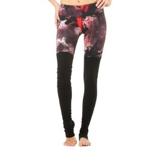 Alo Yoga Goddess Legging in Ruby Red Smoke womens Small ribbed active workout S